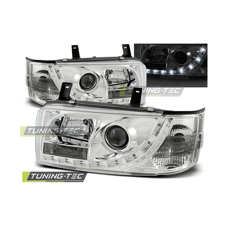 Fari Anteriori Luci Diurne Cromato per Volkswagen T4 Transporter 1990-03/2003 (Cod. TT-LPVW83)