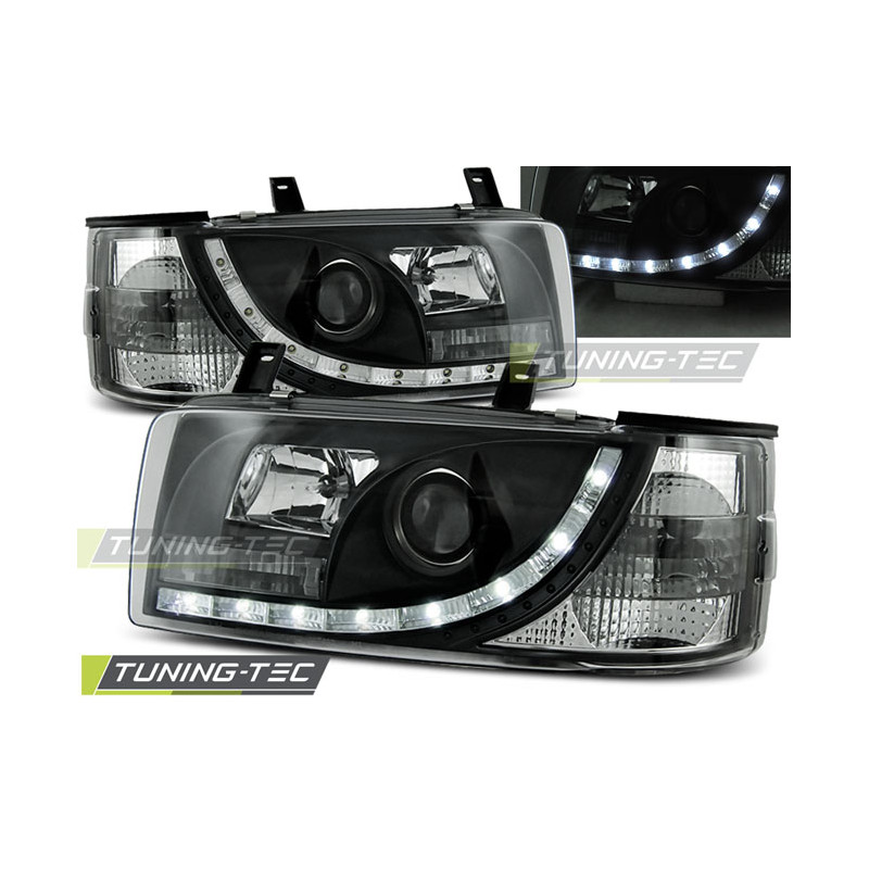 Fari Anteriori Luci Diurne Nero per Volkswagen T4 Transporter 1990-03/2003 (Cod. TT-LPVW84)