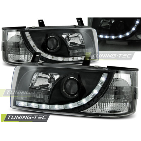 Fari Anteriori Luci Diurne Nero per Volkswagen T4 Transporter 1990-03/2003 (Cod. TT-LPVW84)