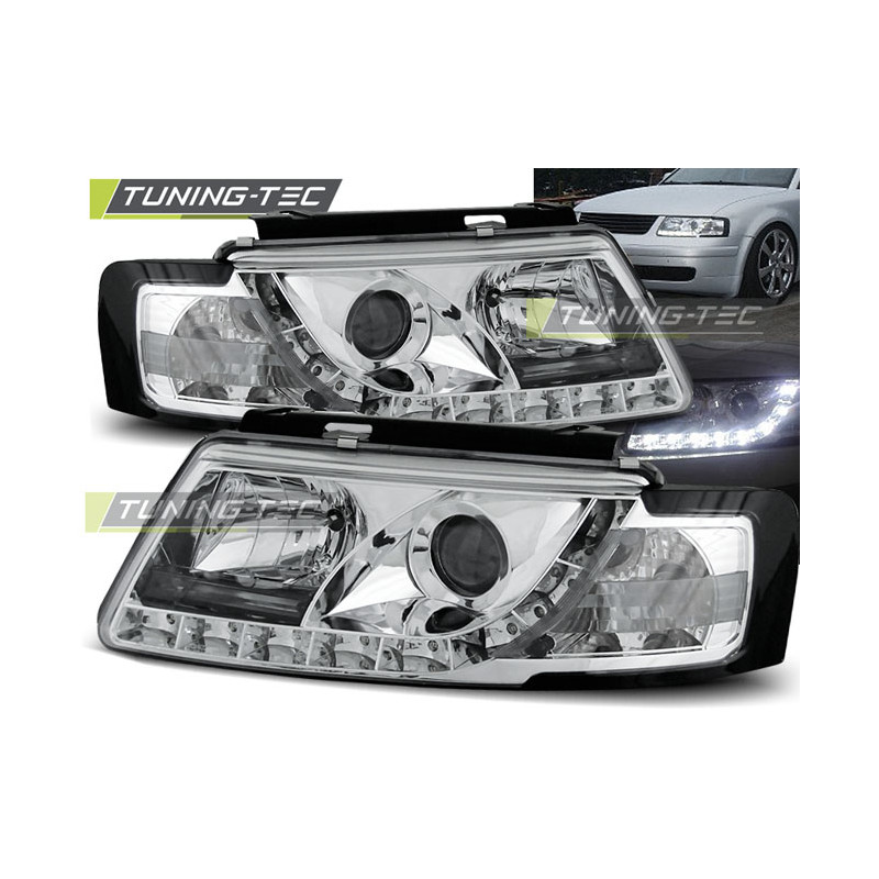 Fari Anteriori Luci Diurne Cromato per Volkswagen Passat B5 3B 11/1996-08/2000 (Cod. TT-LPVW73)