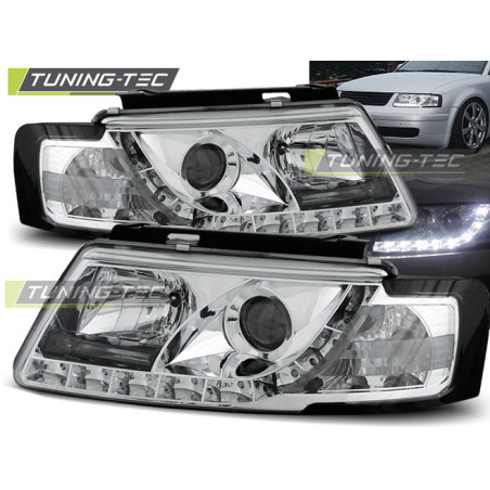 Fari Anteriori Luci Diurne Cromato per Volkswagen Passat B5 3B 11/1996-08/2000 (Cod. TT-LPVW73)