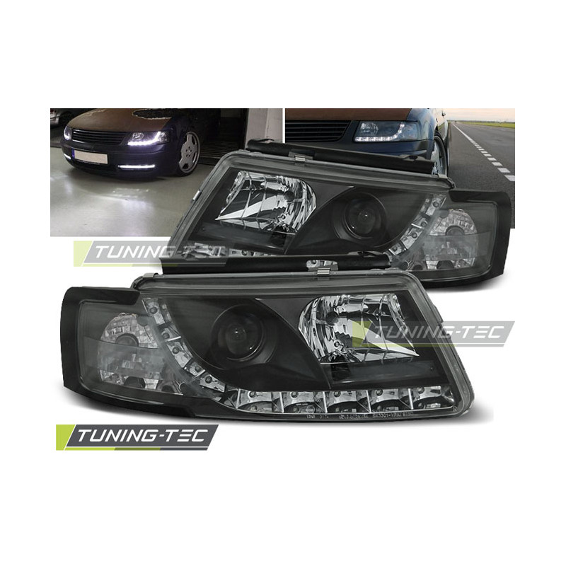 Fari Anteriori Luci Diurne Nero per Volkswagen Passat 5B 3B 11/1996-08/2000 (Cod. TT-LPVW74)