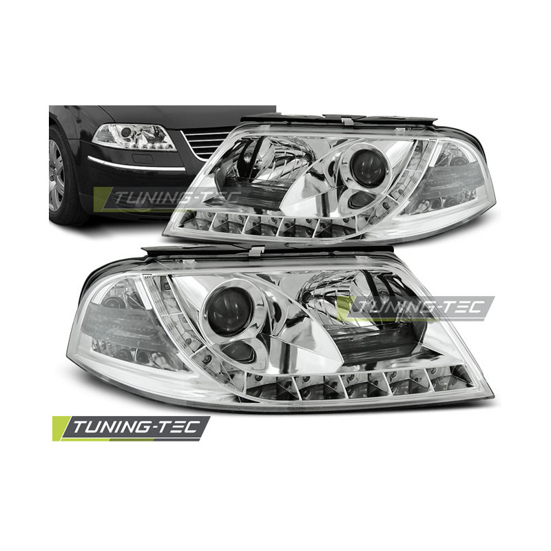 Fari Anteriori Luci Diurne Cromato per Volkswagen Passat 3BG 09/2000-03/2005 (Cod. TT-LPVW81)