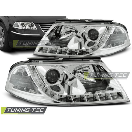 Fari Anteriori Luci Diurne Cromato per Volkswagen Passat 3BG 09/2000-03/2005 (Cod. TT-LPVW81)