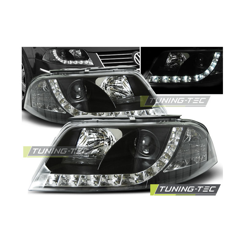 Fari Anteriori Luci Diurne Nero per Volkswagen Passat 3BG 09/2000-03/2005 (Cod. TT-LPVW82)