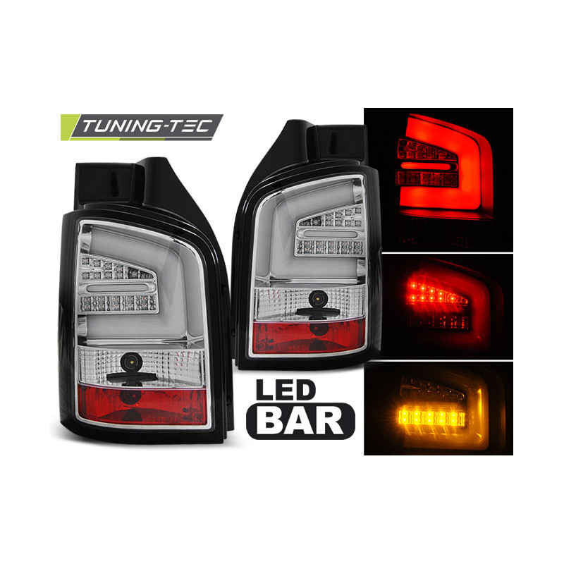 Fanali Posteriori LED Cromato per Volkswagen T5 04/2003-2009 (Cod. TT-LDVW91)