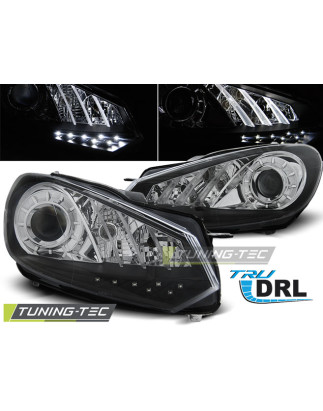 Fari Anteriori Luci Diurne DRL Nero per Volkswagen Golf 6 10/2008-2012 (Cod. TT-LPVWG7)