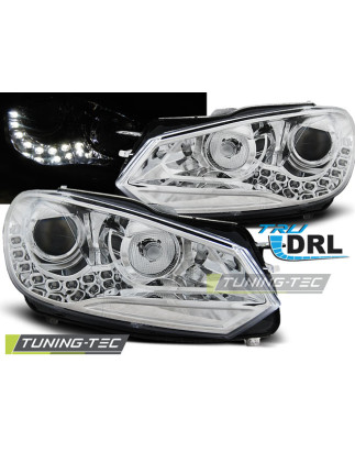 Fari Anteriori Luci Diurne DRL Cromato per Volkswagen Golf 6 10/2008-2012 (Cod. TT-LPVWG2)