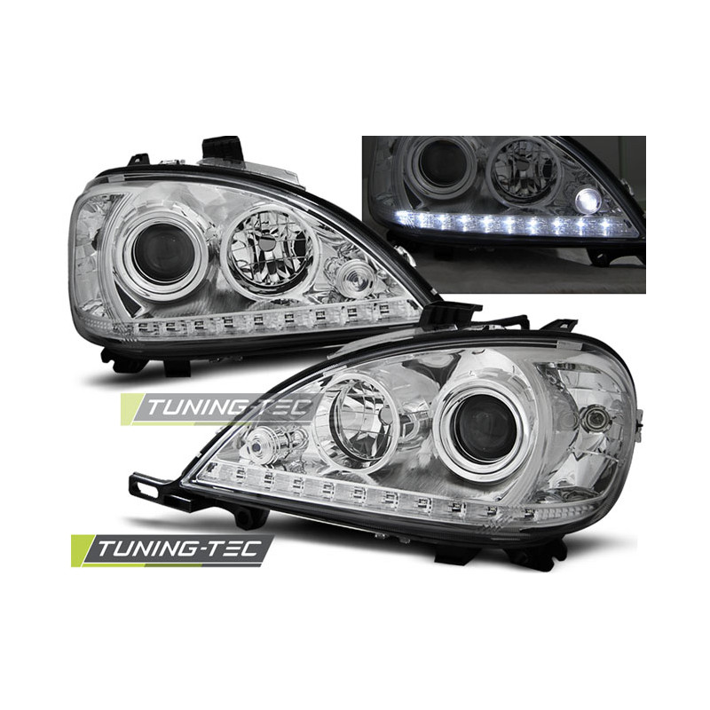Fari Anteriori Luci Diurne Cromato per Mercedes-Benz W163 Ml Classe M 09/2001-2005 (Cod. TT-LPME54)