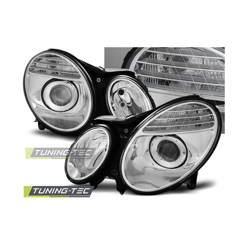 Fari Anteriori Cromato per Mercedes-Benz W211 Classe E 03/2002-04/2006 (Cod. TT-LPME55)