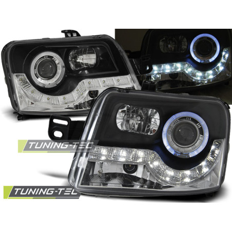 Fari Anteriori con Luci Diurne Luci Diurne Nero per Fiat Panda 2003-2012 (Cod. TT-LPFI14)