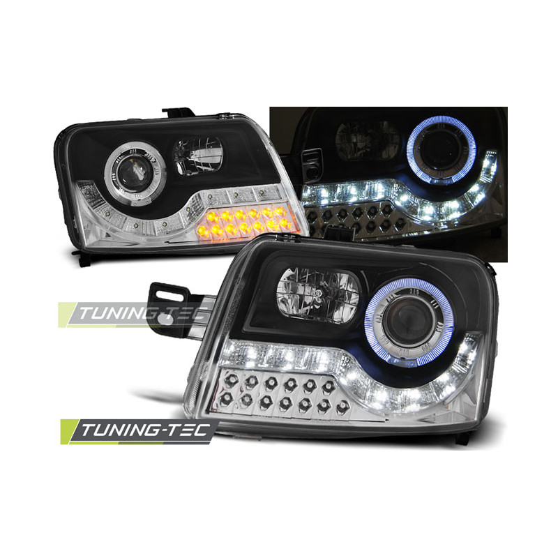 Fari Anteriori con Luci Diurne Luci Diurne Nero per Fiat Panda 2003-2012 (Cod. TT-LPFI16)