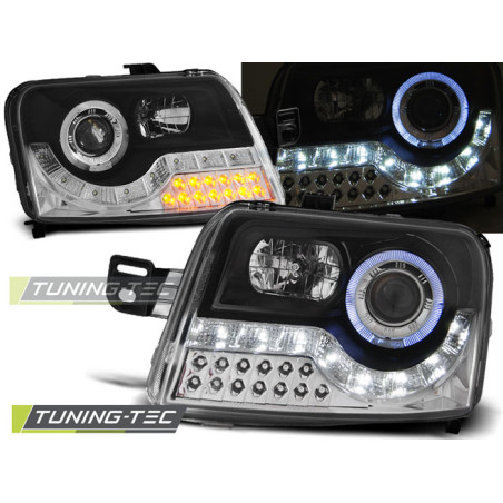 Fari Anteriori con Luci Diurne Luci Diurne Nero per Fiat Panda 2003-2012 (Cod. TT-LPFI16)