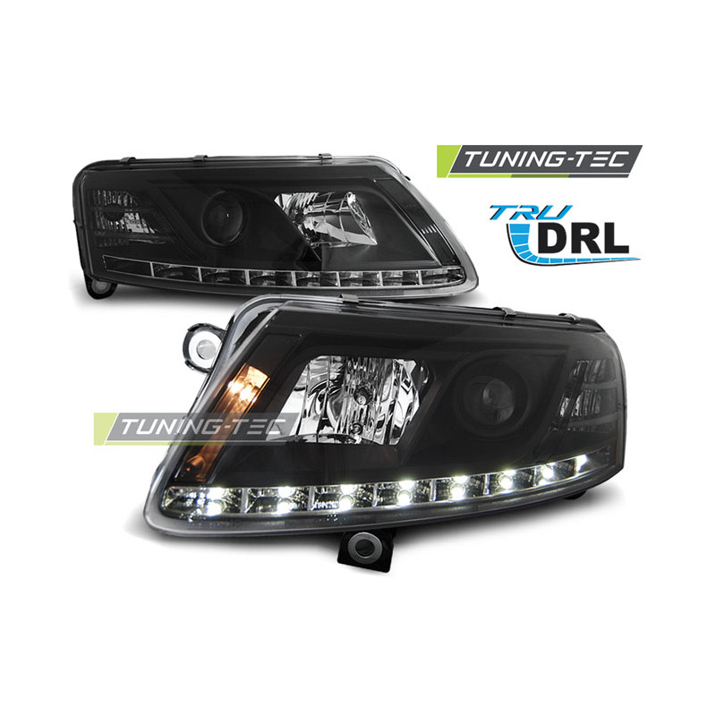Fari Anteriori Luci Diurne DRL Nero per Audi A6 C6 04/2004-2008 (Cod. TT-LPAU74)
