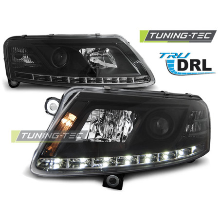 Fari Anteriori Luci Diurne DRL Nero per Audi A6 C6 04/2004-2008 (Cod. TT-LPAU74)