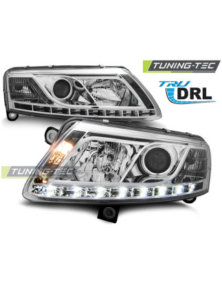 Fari Anteriori Luci Diurne DRL Cromato per Audi A6 C6 04/2004-2008 (Cod. TT-LPAU73)