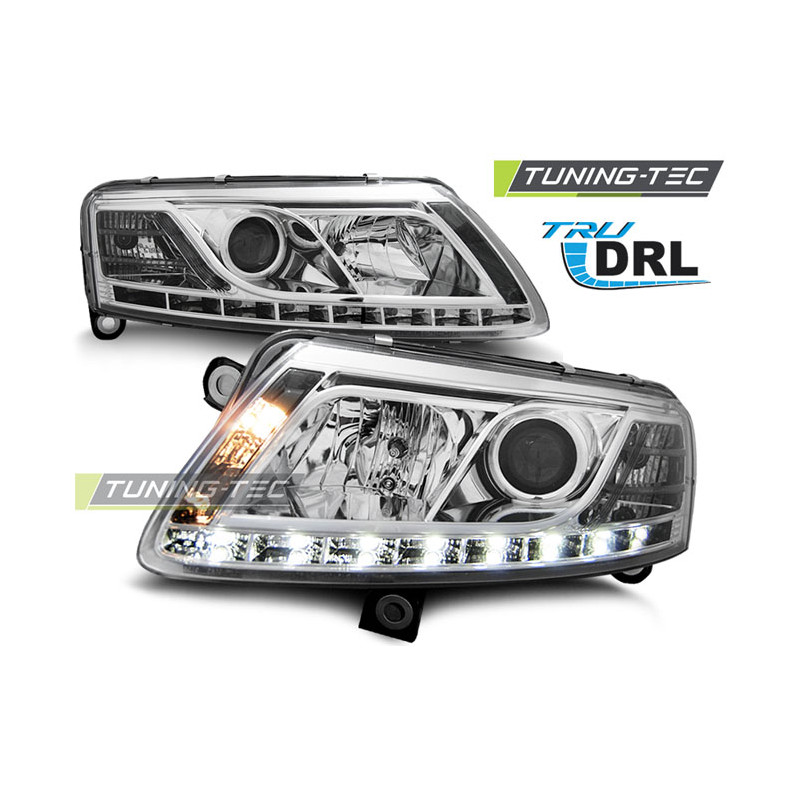 Fari Anteriori Luci Diurne DRL Cromato per Audi A6 C6 04/2004-2008 (Cod. TT-LPAU73)
