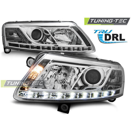 Fari Anteriori Luci Diurne DRL Cromato per Audi A6 C6 04/2004-2008 (Cod. TT-LPAU73)