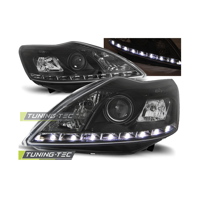 Fari Anteriori con Luci Diurne Luci Diurne Nero per Ford Focus Ii 02/2008-2010 (Cod. TT-LPFO38)
