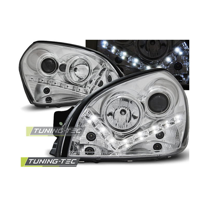 Fari Anteriori con Luci Diurne Luci Diurne Cromato per Hyundai Tucson 07/2004-2010 (Cod. TT-LPHU04)