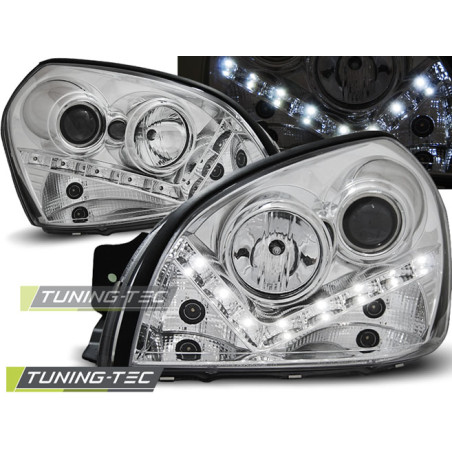 Fari Anteriori con Luci Diurne Luci Diurne Cromato per Hyundai Tucson 07/2004-2010 (Cod. TT-LPHU04)