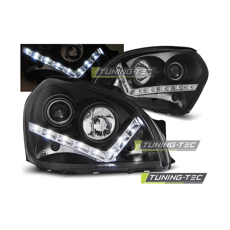 Fari Anteriori con Luci Diurne Luci Diurne Nero per Hyundai Tucson 07/2004-2010 (Cod. TT-LPHU05)
