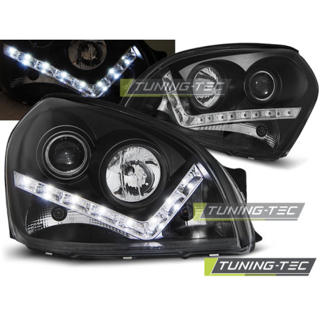 Fari Anteriori con Luci Diurne Luci Diurne Nero per Hyundai Tucson 07/2004-2010 (Cod. TT-LPHU05)