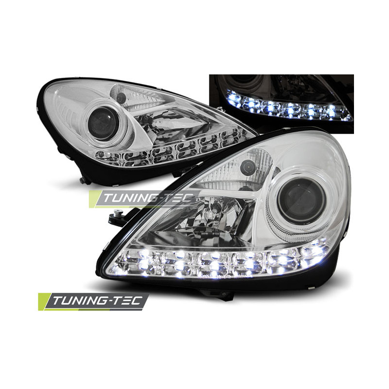 Fari Anteriori Luci Diurne Cromato per Mercedes-Benz R171 Slk 2004-2011 (Cod. TT-LPME37)
