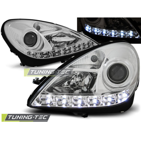 Fari Anteriori Luci Diurne Cromato per Mercedes-Benz R171 Slk 2004-2011 (Cod. TT-LPME37)