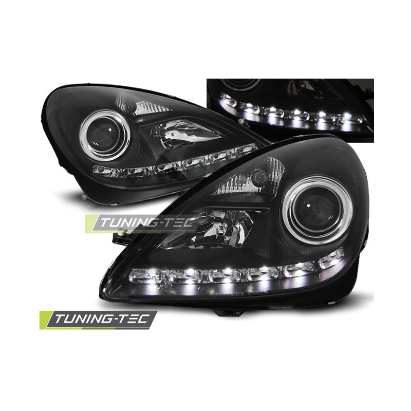 Fari Anteriori Luci Diurne Nero per Mercedes-Benz R171 Slk 2004-2011 (Cod. TT-LPME38)