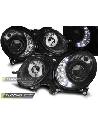 Fari Anteriori Luci Diurne Nero per Mercedes-Benz W211 Classe E 03/2002-04/2006 (Cod. TT-LPME58)