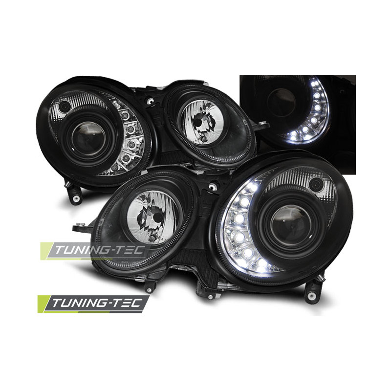 Fari Anteriori Luci Diurne Nero per Mercedes-Benz W211 Classe E 03/2002-04/2006 (Cod. TT-LPME58)