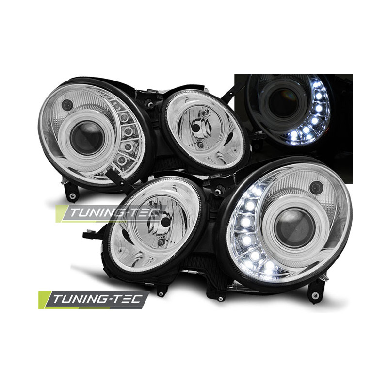 Fari Anteriori Luci Diurne Cromato per Mercedes-Benz W211 Classe E 05/2006-2009 (Cod. TT-LPME59)