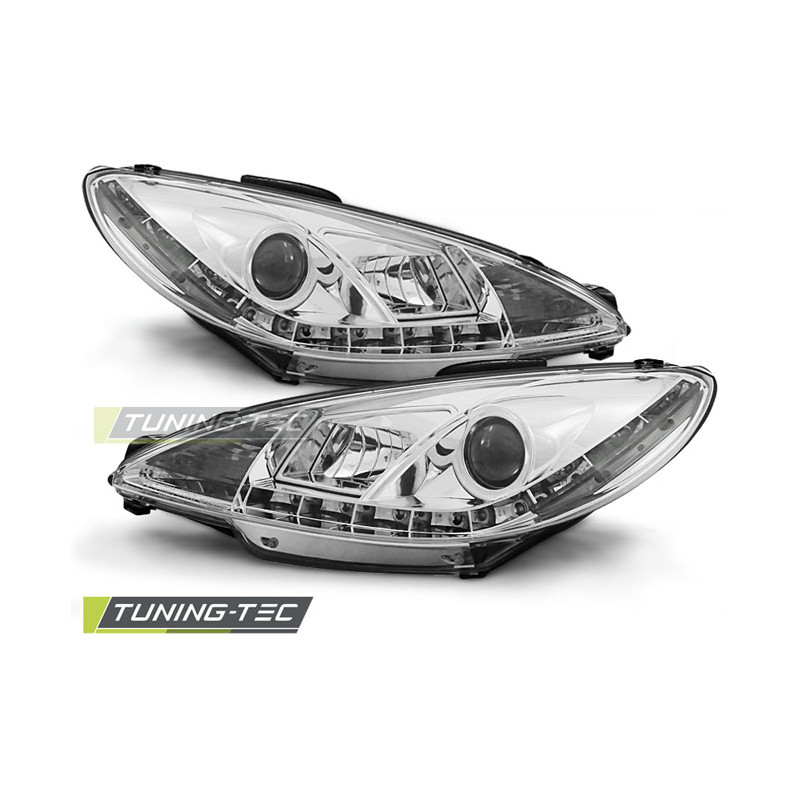 Fari Anteriori con Luci Diurne Luci Diurne Cromato per Peugeot 206 10/1998-2002 (Cod. TT-LPPE18)