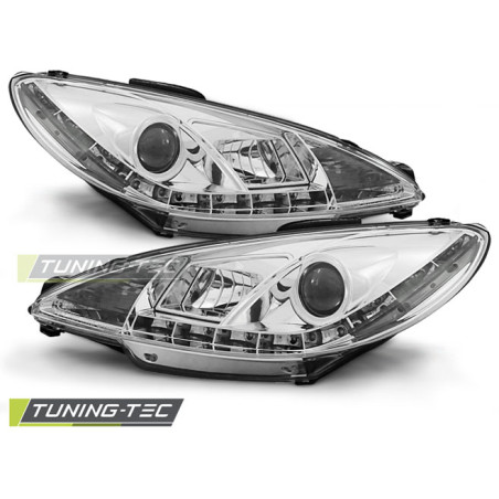 Fari Anteriori con Luci Diurne Luci Diurne Cromato per Peugeot 206 10/1998-2002 (Cod. TT-LPPE18)