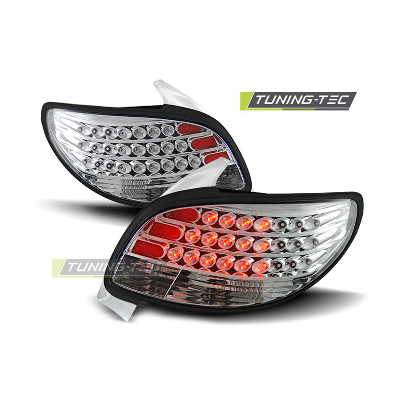 Fanali Posteriori LED Cromato per Peugeot 206 Dal 10/1998 (Cod. TT-LDPE05)
