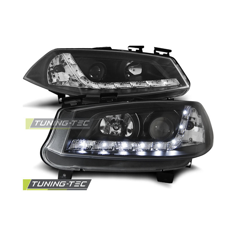 Fari Anteriori con Luci Diurne Luci Diurne Nero per Renault Megane Ii 11/2002-10/2005 (Cod. TT-LPRE1