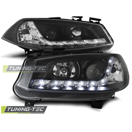 Fari Anteriori con Luci Diurne Luci Diurne Nero per Renault Megane Ii 11/2002-10/2005 (Cod. TT-LPRE1