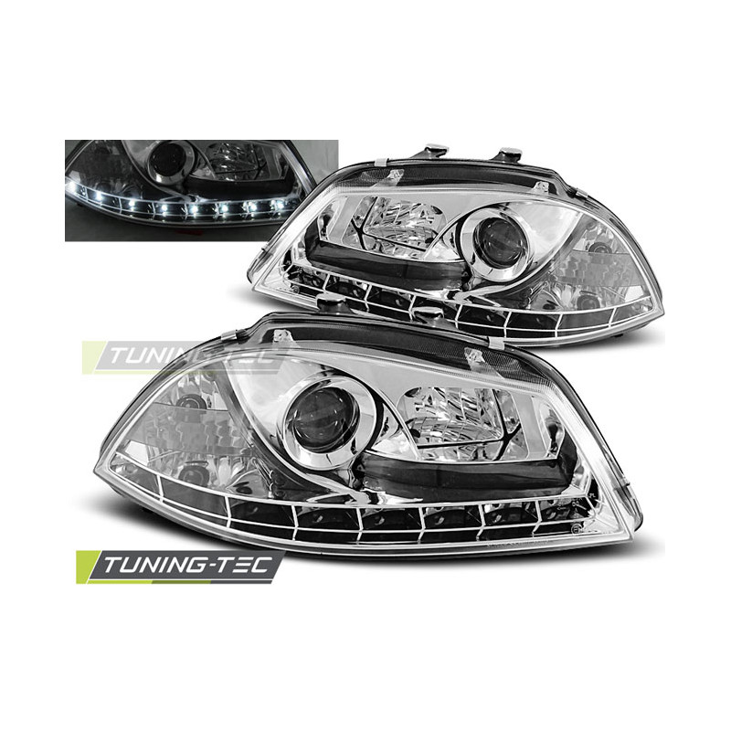 Fari Anteriori Luci Diurne Cromato per Seat Ibiza 6L 04/2002-2008 (Cod. TT-LPSE07)