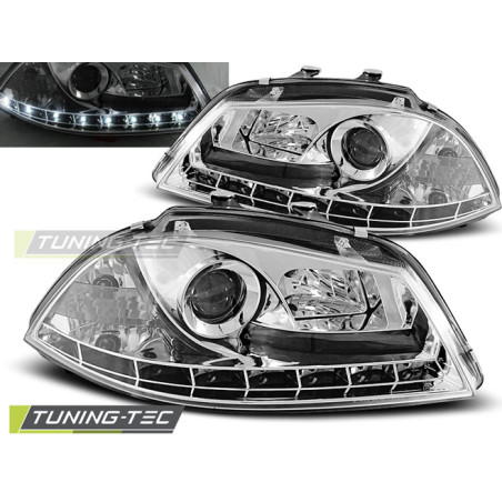 Fari Anteriori Luci Diurne Cromato per Seat Ibiza 6L 04/2002-2008 (Cod. TT-LPSE07)