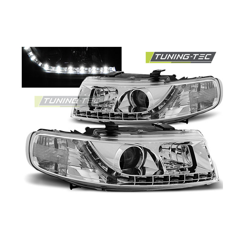 Fari Anteriori Luci Diurne LED Cromato per Seat Leon/toledo 04/1999-08/2004 (Cod. TT-LPSE11)