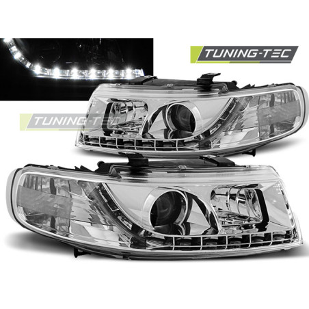 Fari Anteriori Luci Diurne LED Cromato per Seat Leon/toledo 04/1999-08/2004 (Cod. TT-LPSE11)