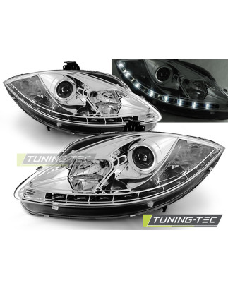 Fari Anteriori Luci Diurne LED Cromato per Seat Leon Altea Toledo 06/2005-2009 (Cod. TT-LPSE09)