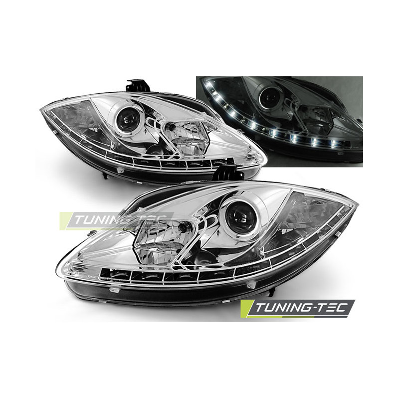 Fari Anteriori Luci Diurne LED Cromato per Seat Leon Altea Toledo 06/2005-2009 (Cod. TT-LPSE09)