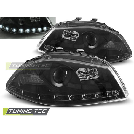 Fari Anteriori Luci Diurne Nero per Seat Ibiza 6L 04/2002-2008 (Cod. TT-LPSE08)