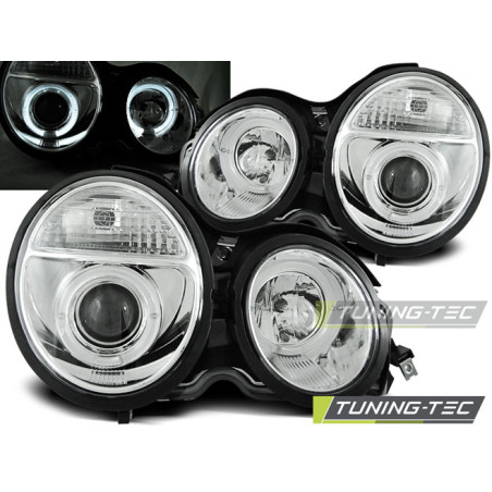 Fari Anteriori Angel Eyes per Mercedes-Benz W210 Classe E 1995-05/1999 (Cod. TT-LPME29)