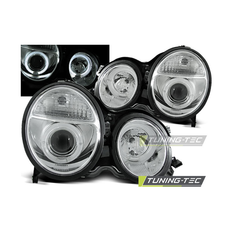 Fari Anteriori Angel Eyes per Mercedes-Benz W210 Classe E 1999-2002 (Cod. TT-LPME31)