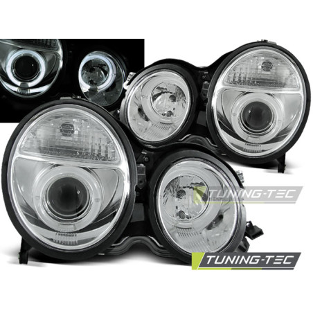Fari Anteriori Angel Eyes per Mercedes-Benz W210 Classe E 1999-2002 (Cod. TT-LPME31)