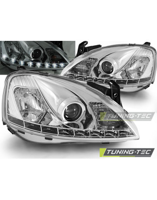 Fari Anteriori con Luci Diurne Luci Diurne Cromato per Opel Corsa C 11/2000-09/2006 (Cod. TT-LPOP43)