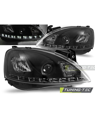 Fari Anteriori con Luci Diurne Luci Diurne Nero per Opel Corsa C 11/2000-09/2006 (Cod. TT-LPOP44)